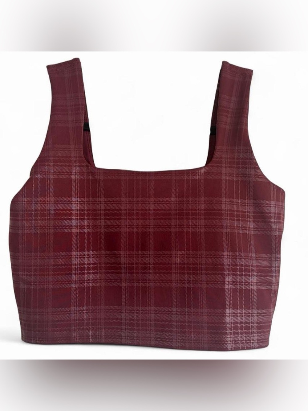 Beyond Yoga Beyond The Studio High Cropped Tank Plaid Foil Burgundy Medium